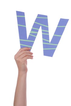 A Person Holding a Colorful W, Isolated