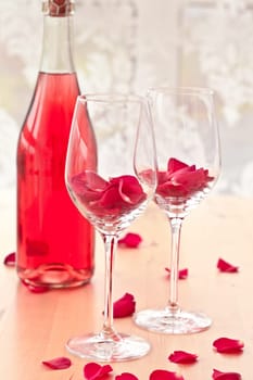 Two glasses of pink rose flowers