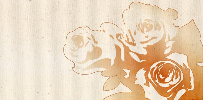 Rose petals on old texture,drawn