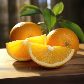 sliced flying orange isolated with splash on white background. cut orange in pieces isolated on white background. Levity fruit floating in the air. AI Generated