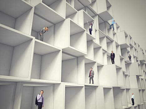 business people on 3d abstract architecture