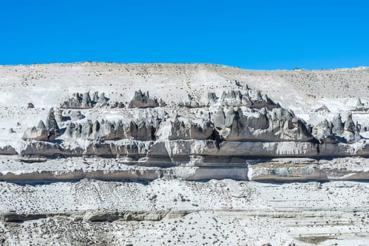 Volcanic rock forms in Aguada Blanca in the peruvian Andes at Arequipa Peru