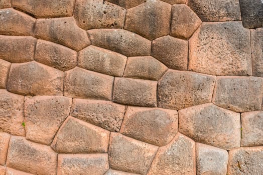 stone wall in Chincheros town in the peruvian Andes at Cuzco Peru