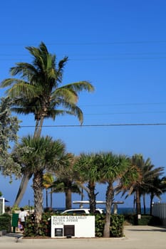 LAUDERDALE-BY-THE-SEA, FLORIDA - MARCH 23, 2013: William and Eva Karley Datura Avenue Portal seen from El Mar Drive, is one entrance to Lauderdale-By-The-Sea beach north of Fort Lauderdale.