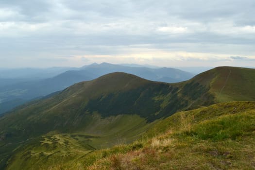 mountain, green, sky, cloud, footpath, eternity, nature, tranquil