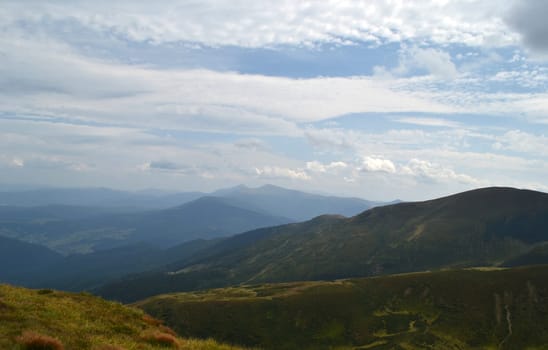 mountain, green, sky, cloud, footpath, eternity, nature, tranquil