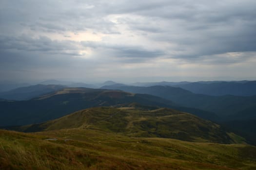 mountain, green, sky, cloud, footpath, eternity, nature, tranquil