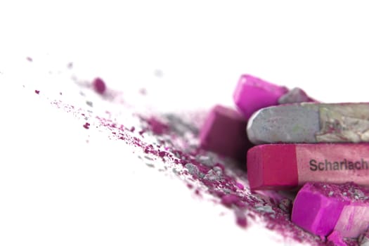Pastel chalk pieces in different colors,used in a heap