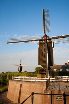 Windmills in Heusden  a fortified town in the Netherlands.