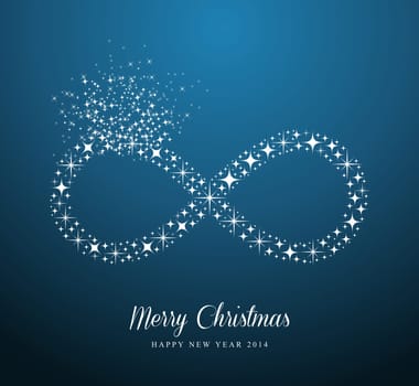 Merry Christmas and Happy New Year 2014 contemporary stars Infinite symbol composition card. EPS10 vector file organized in layers for easy editing.