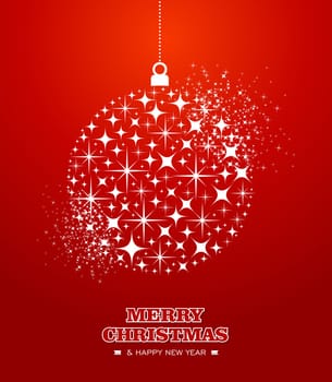 Merry Christmas and Happy New Year 2014 contemporary hanging bauble stars composition card. EPS10 vector file organized in layers for easy editing.