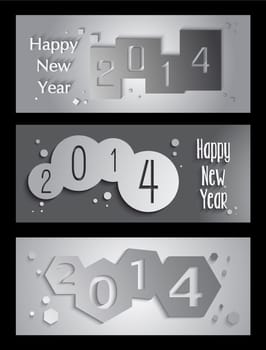 Happy new year 2014 holidays 3D banner design background. EPS10 vector file with transparency layers.