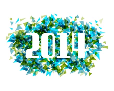 New year 2014 celebration colorful abstract triangle greeting card illustration. EPS10 vector file with transparency layers.