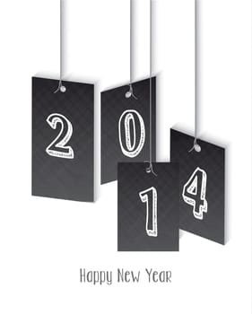 Creative New Year 2014 holidays numbers hangtags greeting card design. EPS10 vector file with transparency layers.