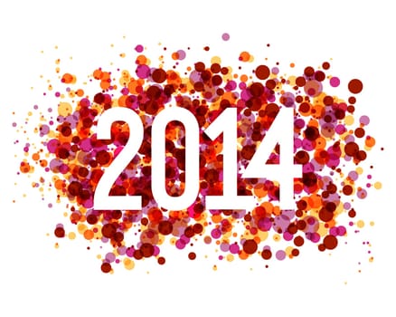 New year 2014 celebration circle colors splash greeting card design. EPS10 vector file with transparency layers.