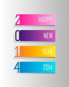Happy new year 2014 holidays 3D label greeting card background. EPS10 vector file with transparency layers.