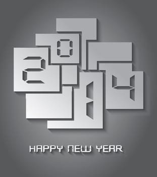 Happy new year 2014 holidays elegant 3D greeting card design. EPS10 vector file with transparency layers.