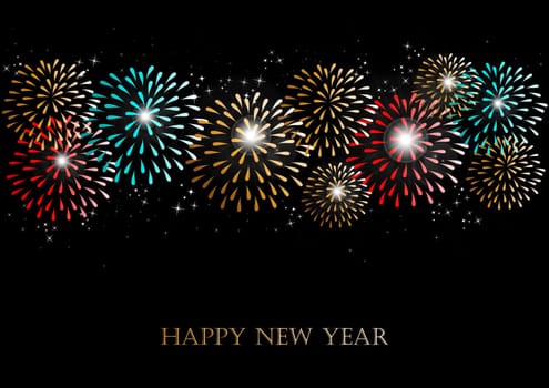 Happy new year 2014 holidays fireworks greeting card background. EPS10 illustration organized in layers for easy editing.