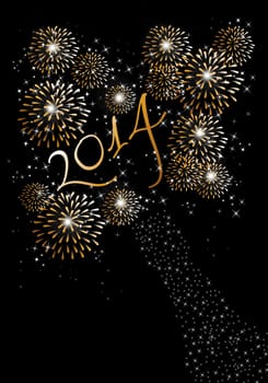 Happy new year 2014 holidays fireworks greeting card background. EPS10 illustration organized in layers for easy editing.