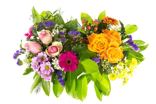 Two bouquets of roses,gerberas,statizes,gypsophila and laurel