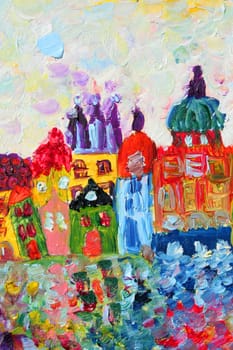 funny houses painting. Art is created and painted by photographer.
