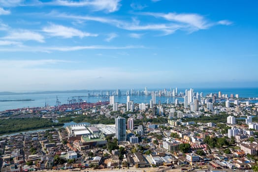 Panoramic view of the modern section of Cartagena, Colombia