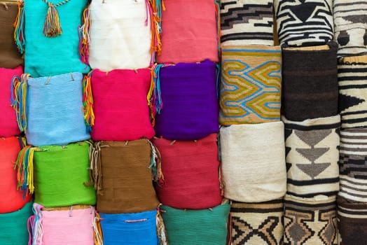 Souvenir bags for sale in Cartagena, Colombia.  They are called 'mochilas' and are typical of the Wayuu Indians