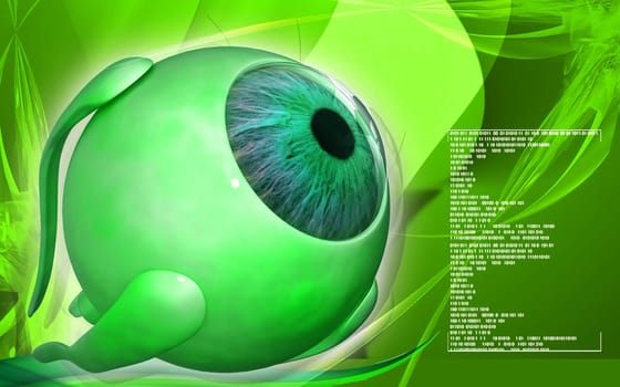 Digital illustration of eye in colour background