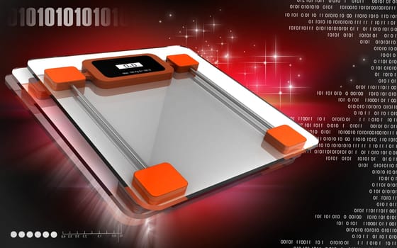 Digital illustration of weight scale in colour background