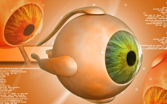 Digital illustration of eye in colour background