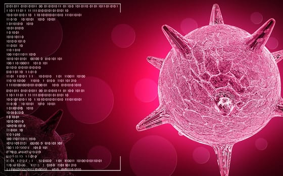 Digital illustration of herpes virus in colour background