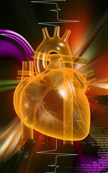 Digital illustration of heart in colour background