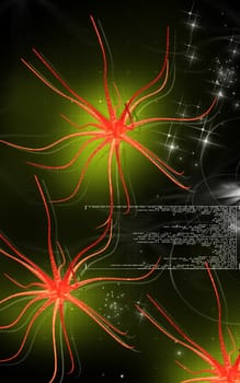 Digital illustration of neuron in colour background