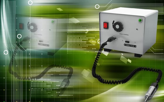 Digital illustration of Micro motor dental equipment in colour background