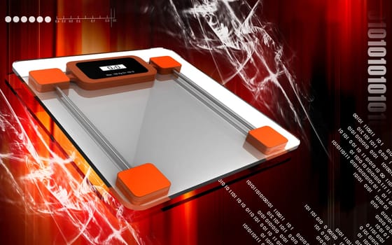 Digital illustration of weight scale in colour background