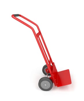 Metal empty hand truck on white background