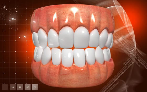 Digital illustration of Mouth in colour background