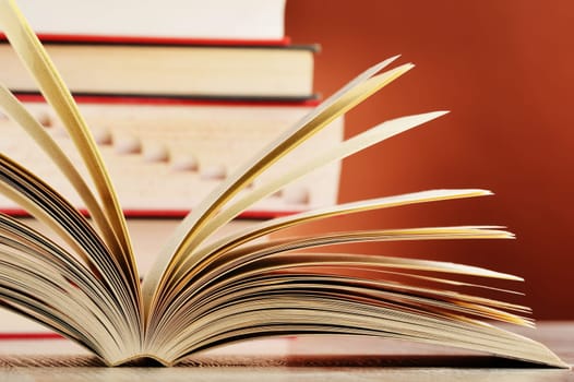 Composition with glasses and books on the table