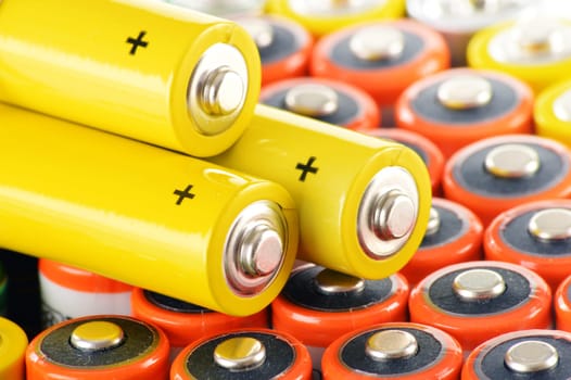 Composition with alkaline batteries. Chemical waste
