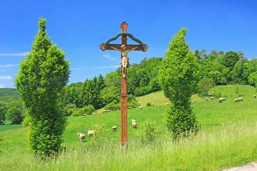 Wayside cross in the Swabian Alb,Baden-Württemberg,Germany