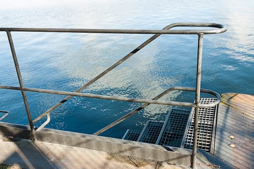Stairs leading to a footbridge