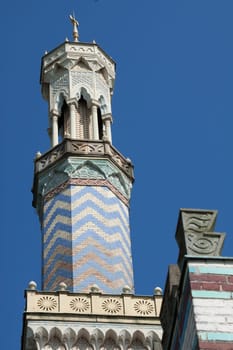 Tower of the pumping station disguised as a mosque in Potsdam