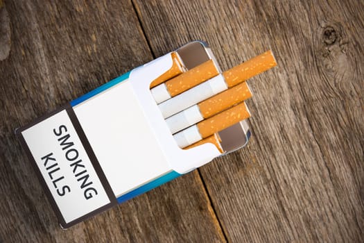 Open pack of cigarettes with the filter