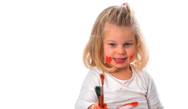 little girl with brushes