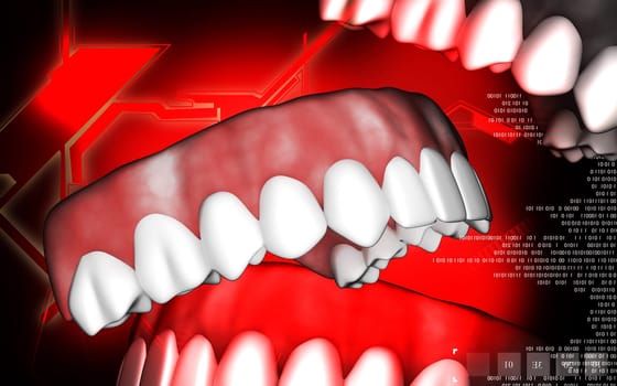 Digital illustration of teeth in colour background