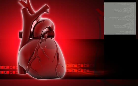 Digital illustration of heart in colour background