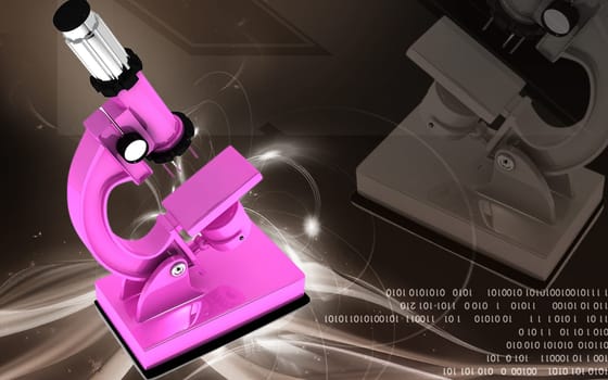 Digital illustration of microscope in colour background