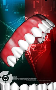 Digital illustration of teeth in colour background