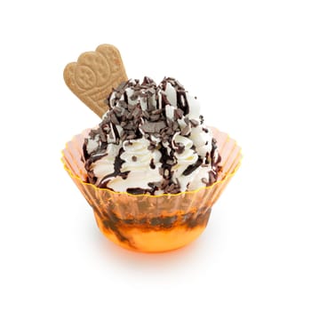 ice cream sundae on white background