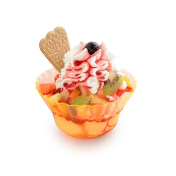 ice cream sundae on white background